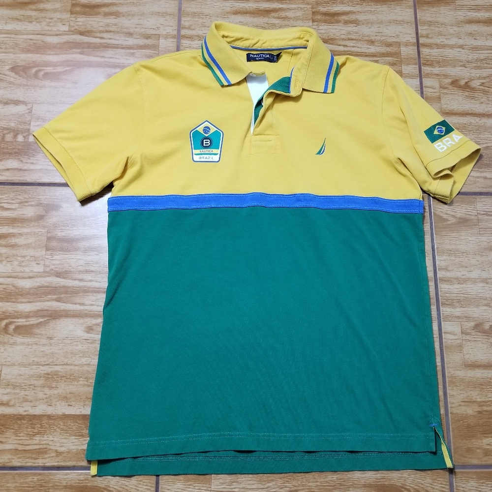 Nautica Brazil Polo Shirt Big Flag Slim Fit Size L